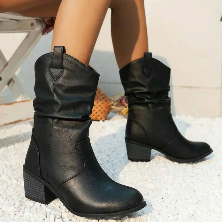 Virginie - Chic Western Pleated Boots