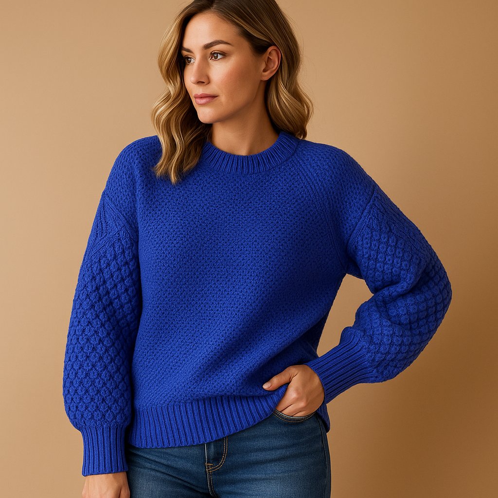 Elisabeth Women's Soft-Knit Cable Pattern Long Sleeve Sweater, view 2 - Elena Harper