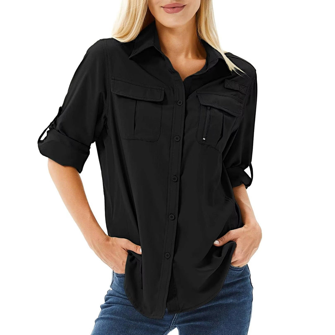 Sophie | Women's UPF 50 Long Sleeve Hiking Blouse Safari Shirt with Roll-Up Sleeves