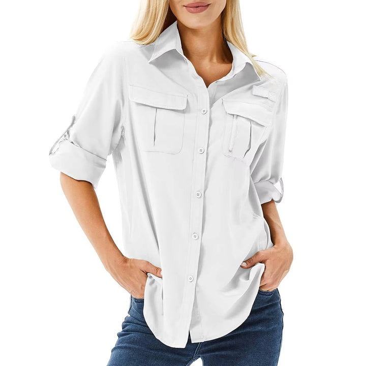 Sophie | Women's UPF 50 Long Sleeve Hiking Blouse Safari Shirt with Roll-Up Sleeves