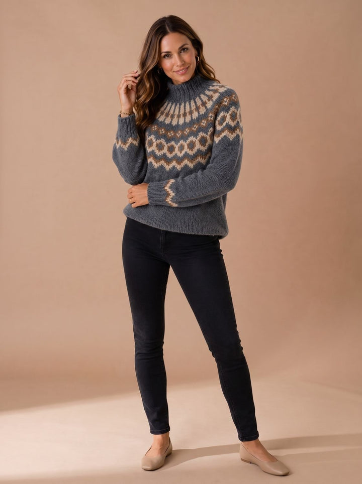 Elisabeth | Women's Christmas Sweater Fair-Isle Turtleneck Knit Sweater
