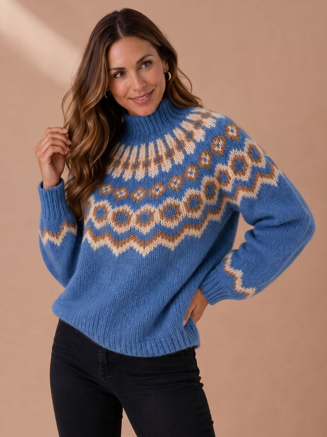 Elisabeth | Women's Christmas Sweater Fair-Isle Turtleneck Knit Sweater
