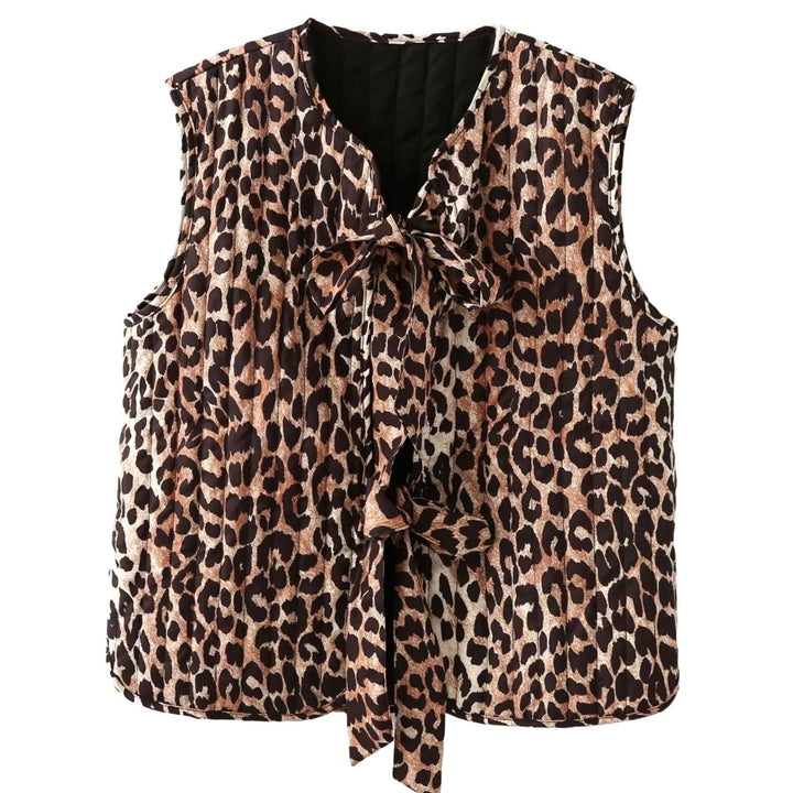 Amelie | Women's Waistcoat in Leopard Print with Tie