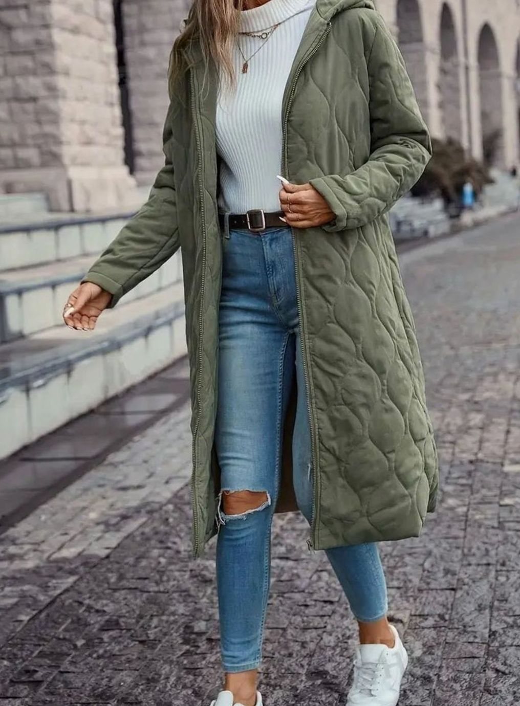 Florence - Elegant Long Quilted Down Jacket