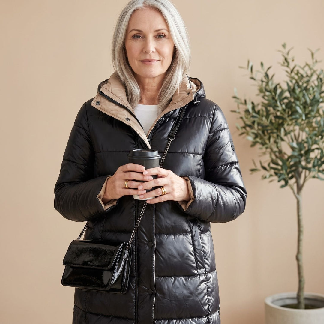 Charlotte | Women's Winter Jacket Quilted Midi Puffer Jacket with Hood