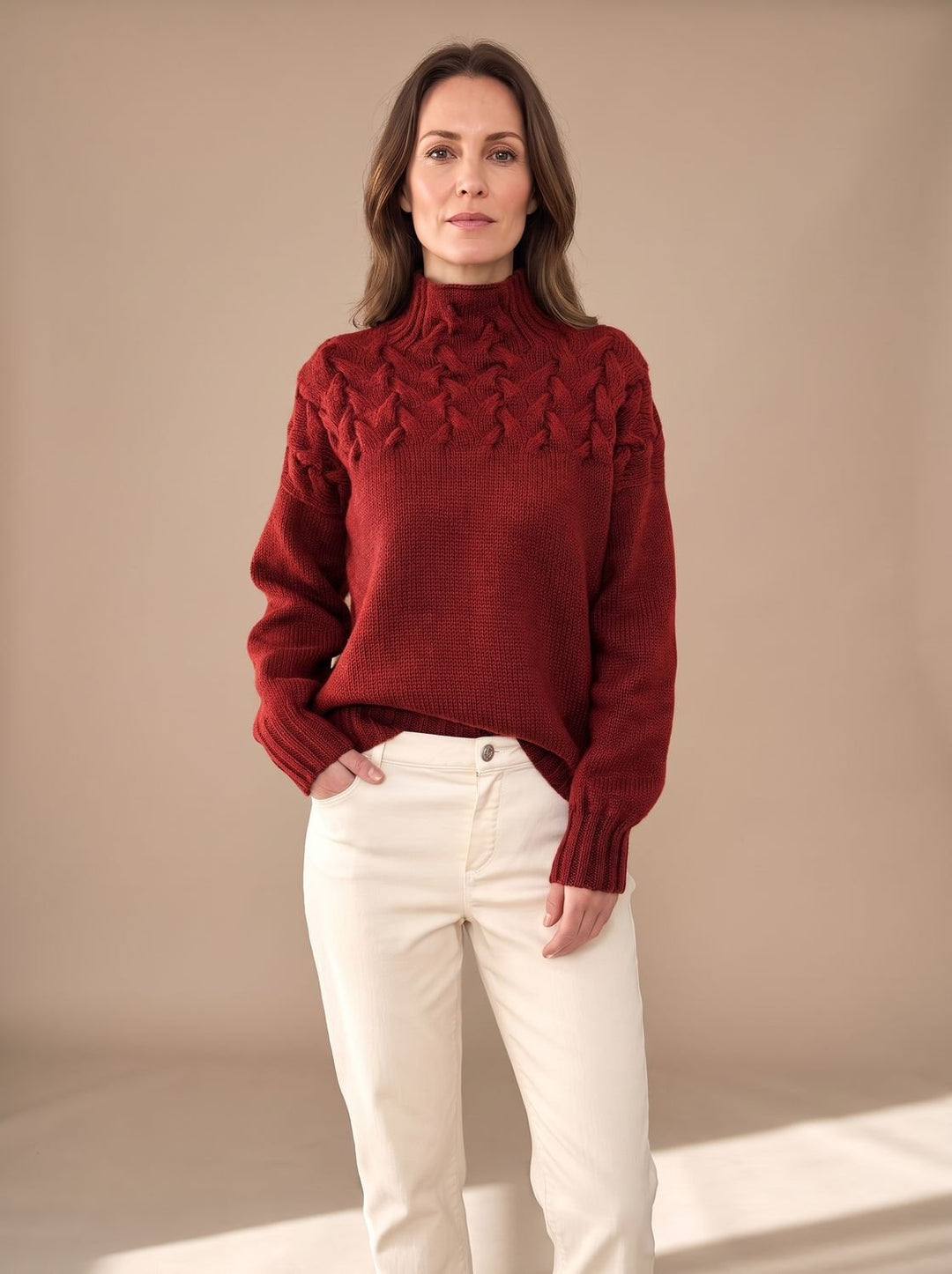 Greta | Women's Cable Knit Turtleneck Christmas Sweater with Textured Knit