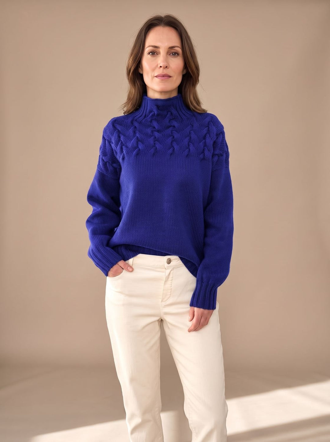 Greta | Women's Cable Knit Turtleneck Christmas Sweater with Textured Knit