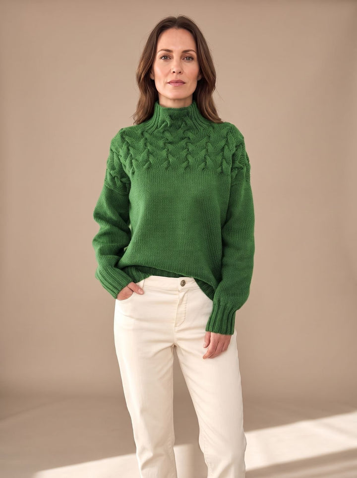 Greta | Women's Cable Knit Turtleneck Christmas Sweater with Textured Knit