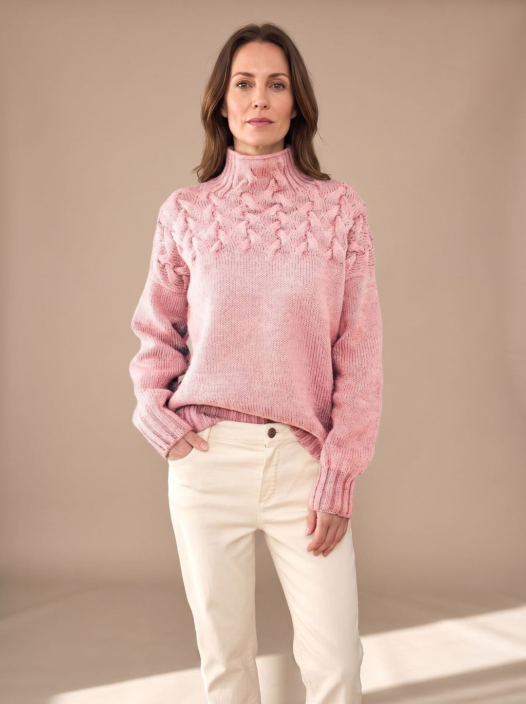 Greta | Women's Cable Knit Turtleneck Christmas Sweater with Textured Knit
