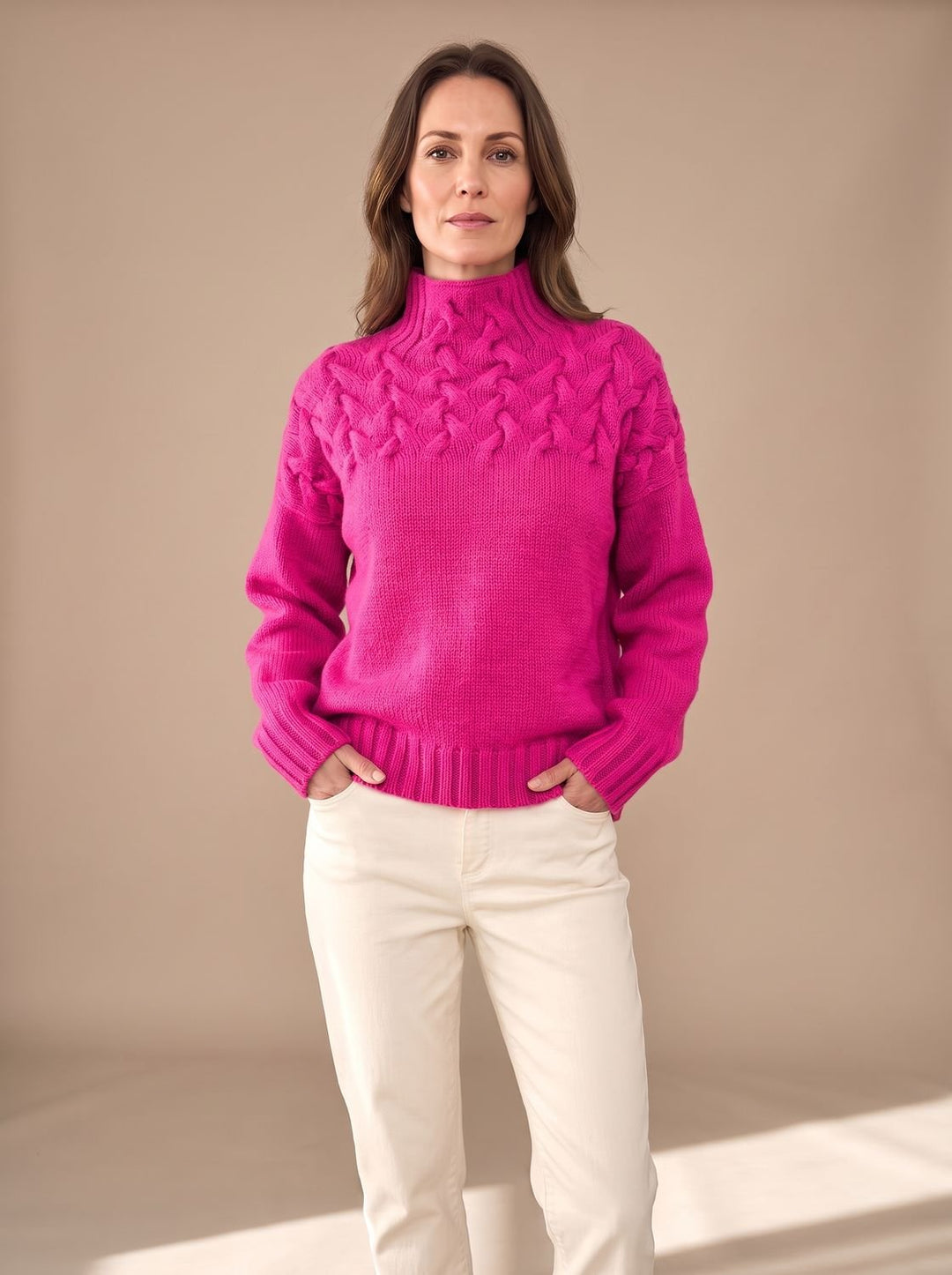 Greta | Women's Cable Knit Turtleneck Christmas Sweater with Textured Knit