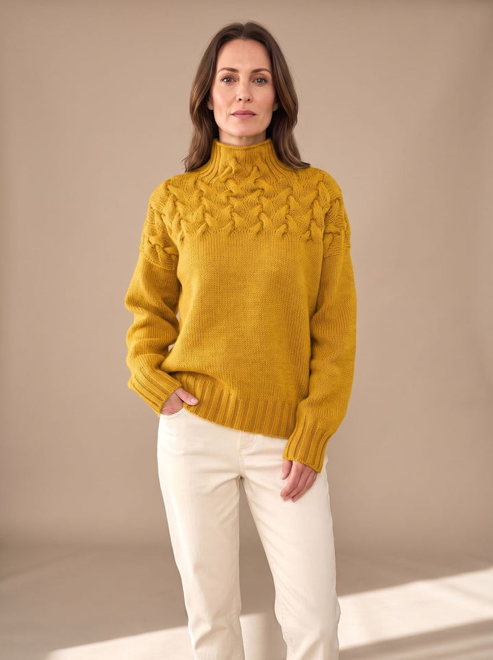 Greta | Women's Cable Knit Turtleneck Christmas Sweater with Textured Knit