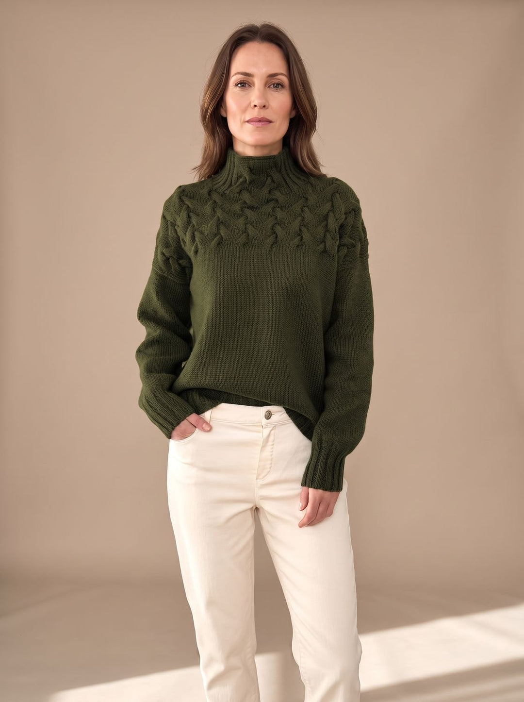 Greta | Women's Cable Knit Turtleneck Christmas Sweater with Textured Knit