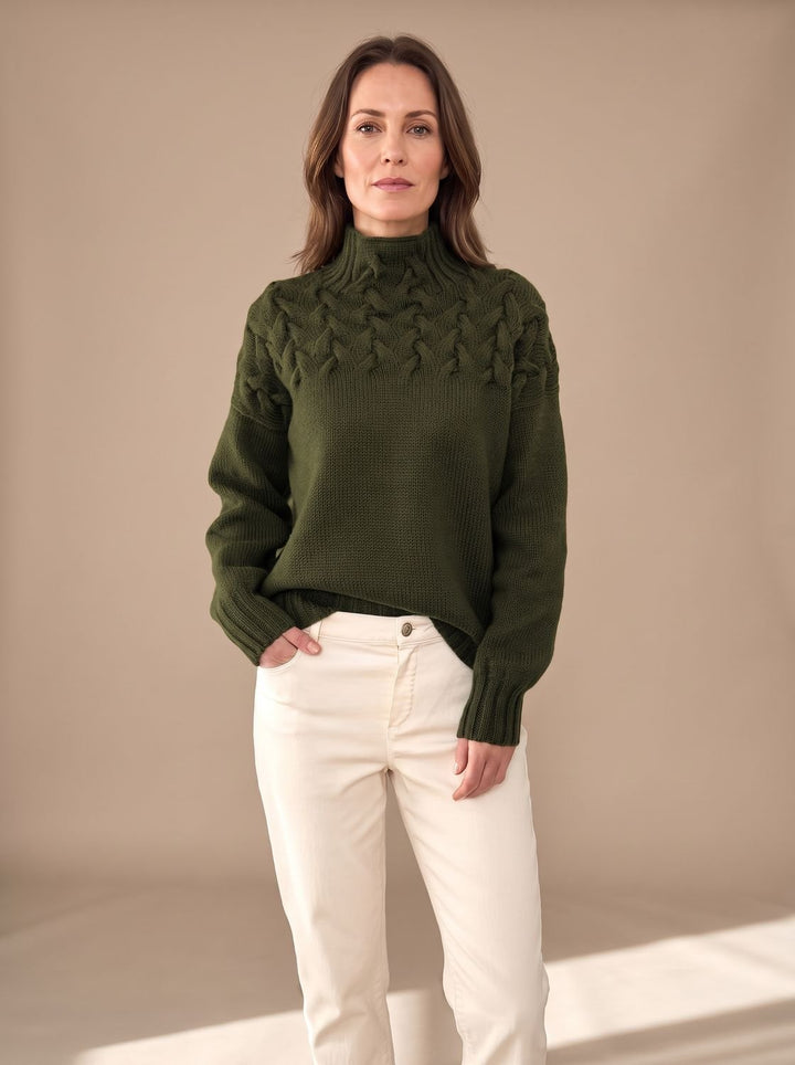 Greta | Women's Cable Knit Turtleneck Christmas Sweater with Textured Knit