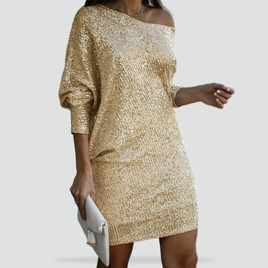 Ladies' Party Dress with Contrast Sequins for Elegant Evenings