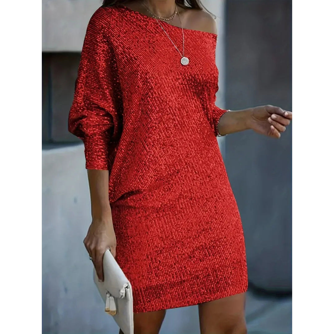 Ladies' Party Dress with Contrast Sequins for Elegant Evenings