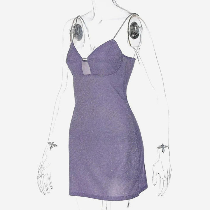 Anna | Women's Glitter Cut-Out Party Dress Tight Mini Dress with Spaghetti Straps