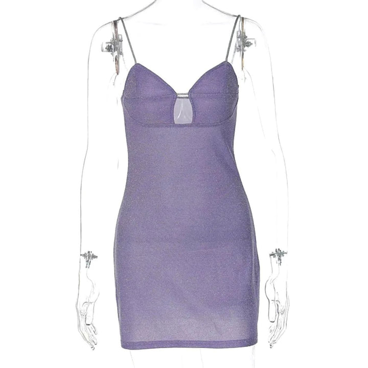 Anna | Women's Glitter Cut-Out Party Dress Tight Mini Dress with Spaghetti Straps