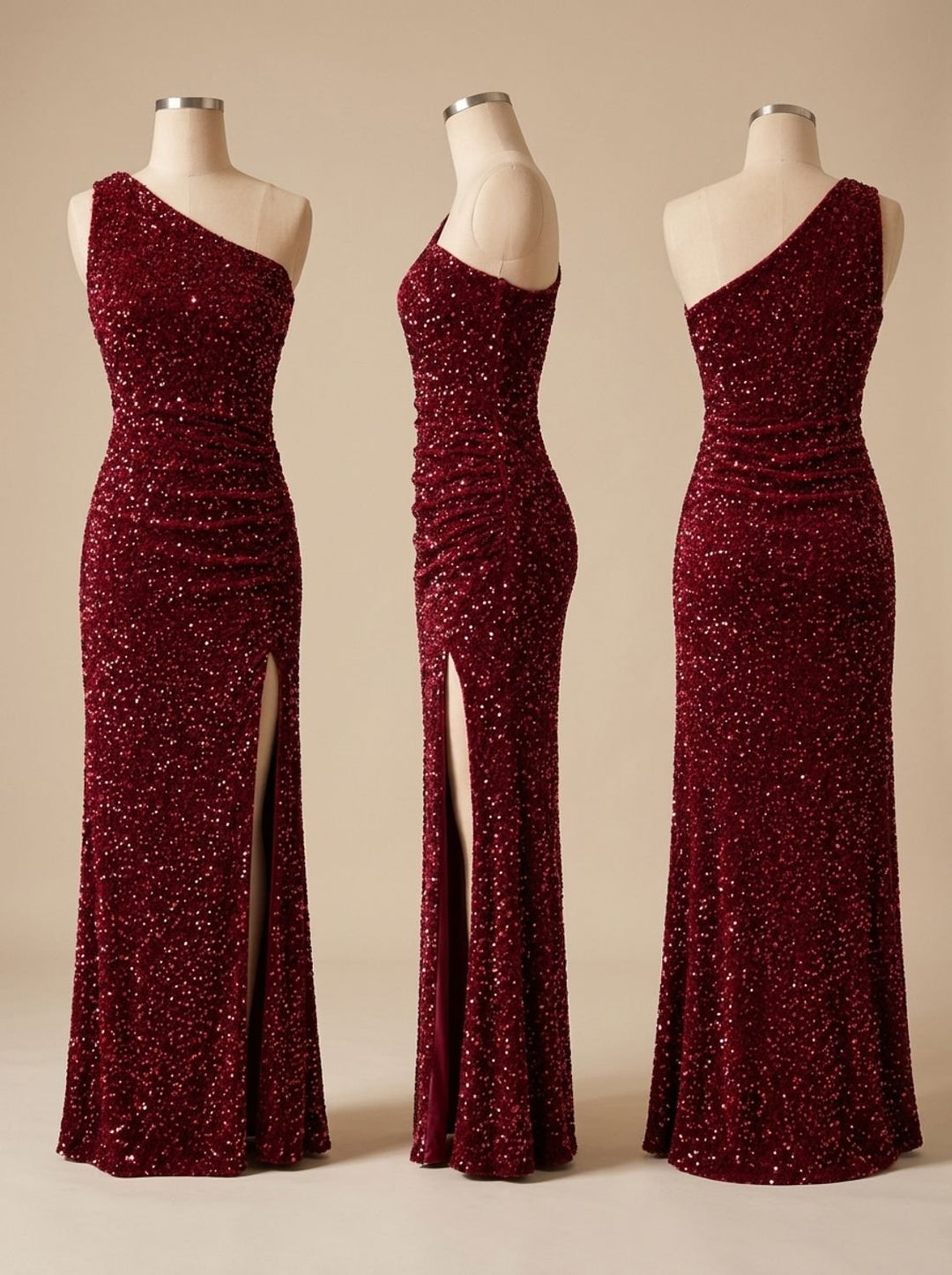 Anna | Women's Glitter Party Dress One Shoulder Maxi Dress with High Split
