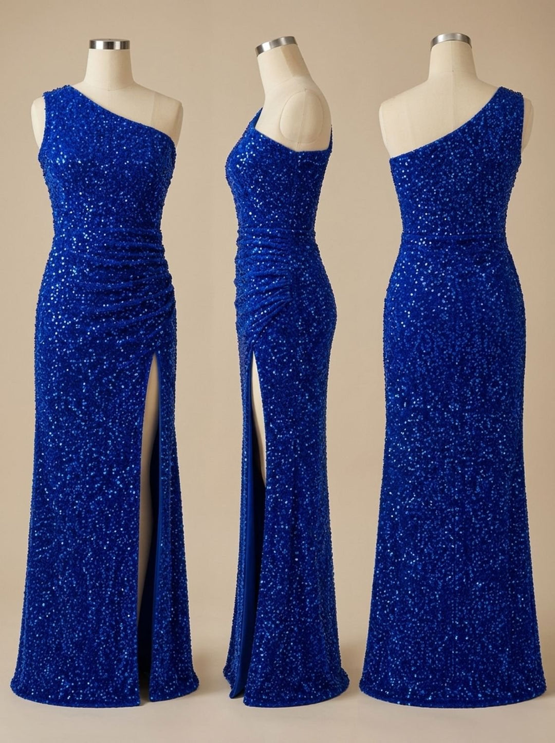 Anna | Women's Glitter Party Dress One Shoulder Maxi Dress with High Split