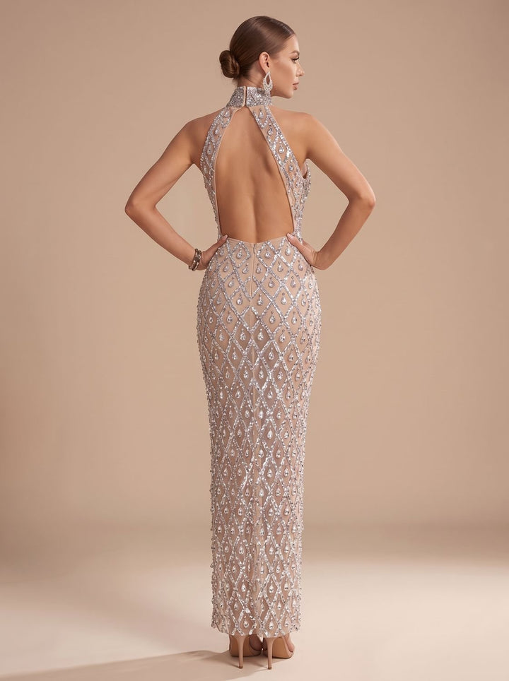 Emma | Women's Halter Sequin Maxi Party Dress Christmas New Year's Eve