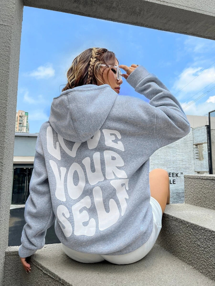 Ladies Cozy Oversized Hoodie with Hood and Kangaroo Pocket