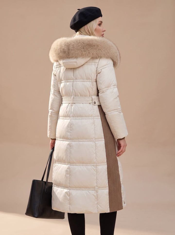 Lisa | Women's Long Quilted Fur Coat Puffer Coat with Fur Collar