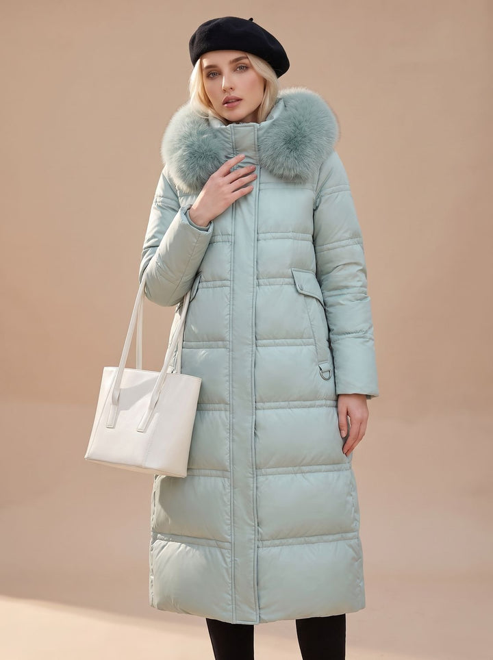 Lisa | Women's Long Quilted Fur Coat Puffer Coat with Fur Collar