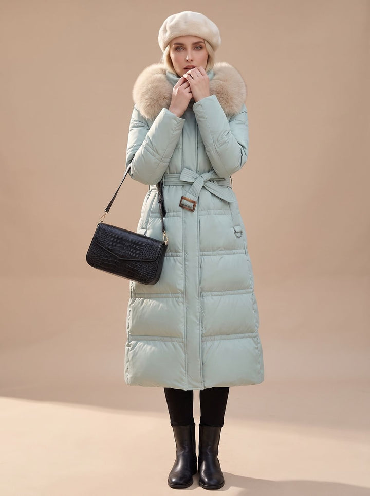 Lisa | Women's Long Quilted Fur Coat Puffer Coat with Fur Collar