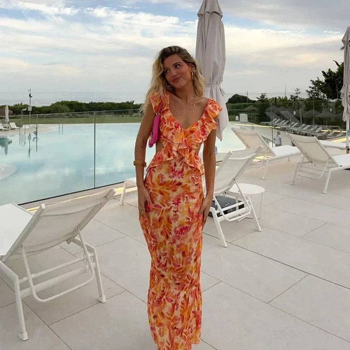 Ladies Maxi Dress with Ruffles