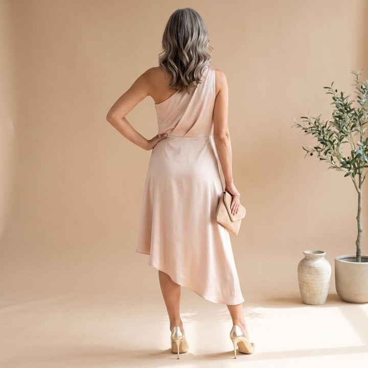 Anna | Women's Sleeveless V-Neck Party Dress with Wrap Skirt and Split