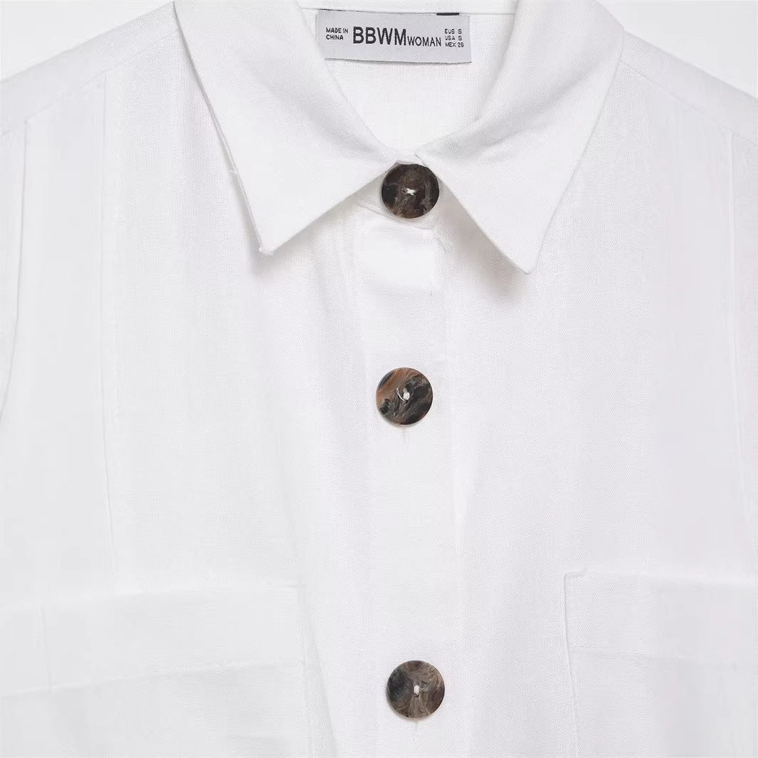 Ladies Nonchalant Shirt Jacket with Kimono Sleeves and Patch Pockets