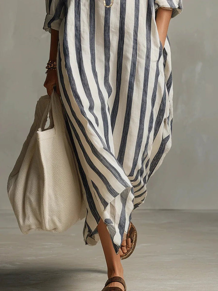 Lotte | Women's Oversized Linen Maxi Dress Striped