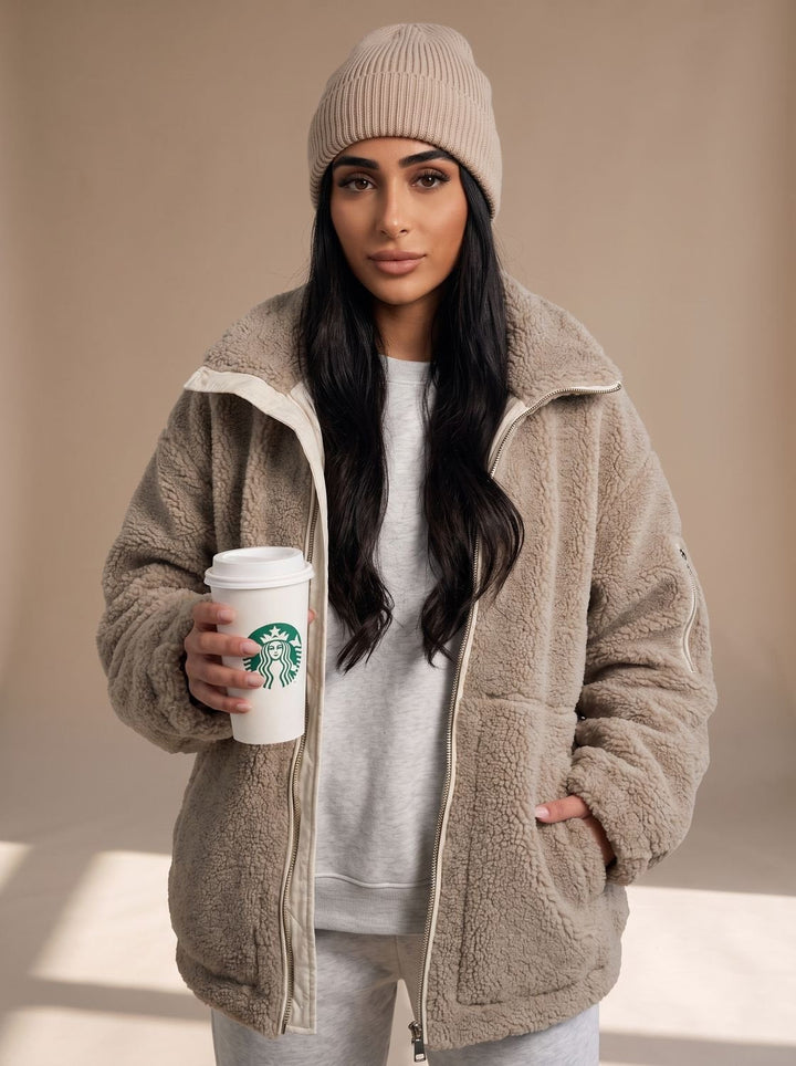 Emma | Women's Oversized Teddy Coat with Lapel Collar and Deep Pockets