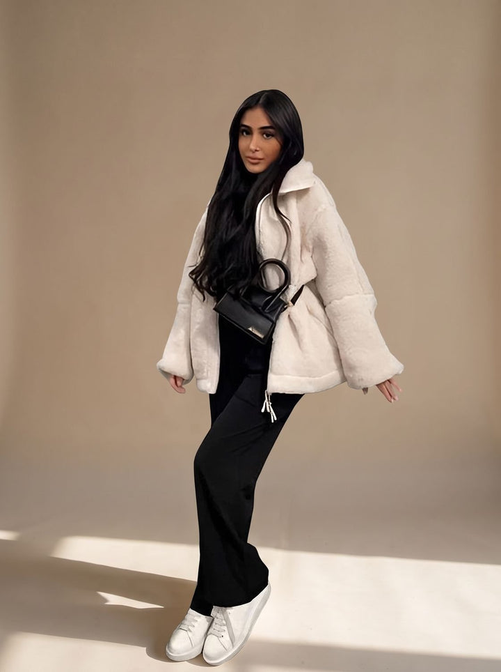 Emma | Women's Oversized Teddy Coat with Lapel Collar and Deep Pockets