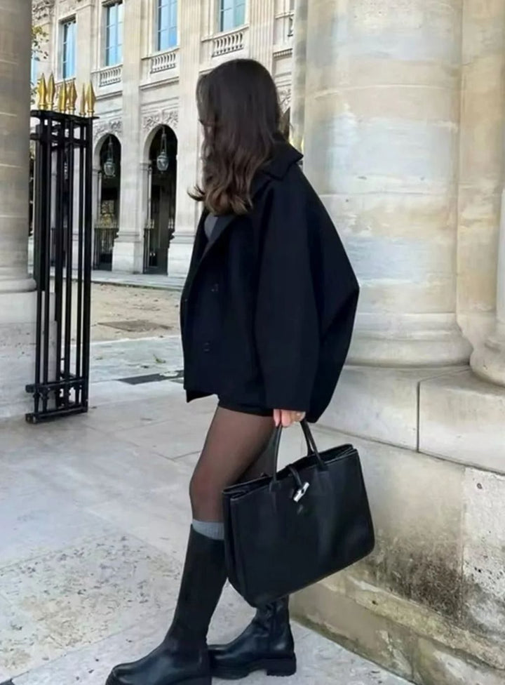 Anna | Women's Oversized Wool Coat with Wide Lapels and Button Closure