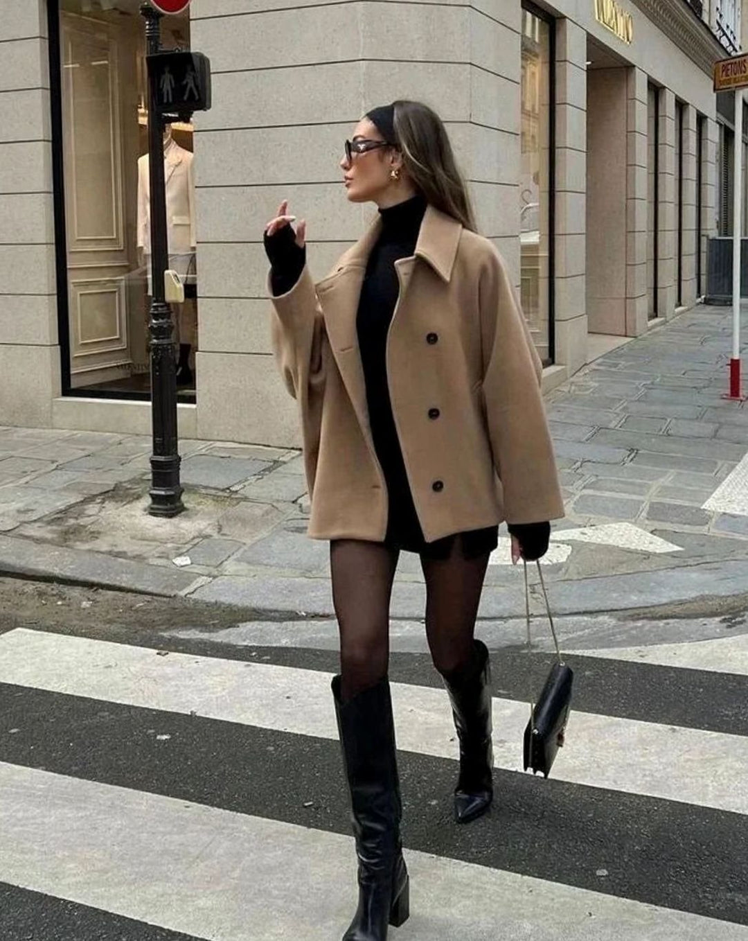 Anna | Women's Oversized Wool Coat with Wide Lapels and Button Closure