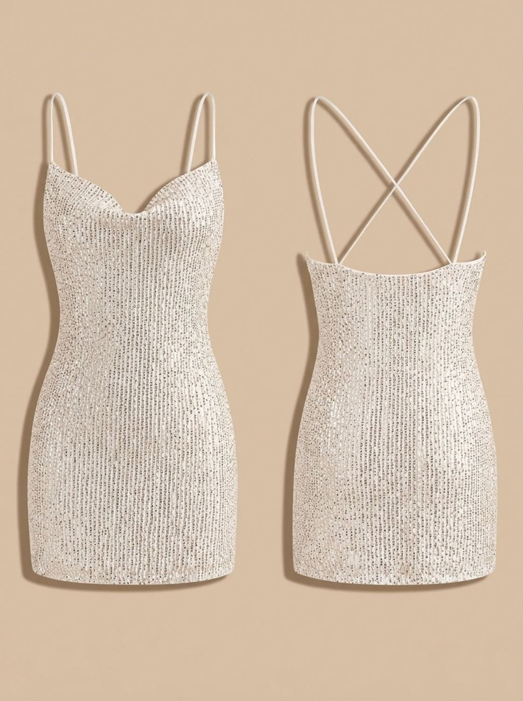 Femke | Women's Sequin Party Dress Mini Dress with Spaghetti Straps