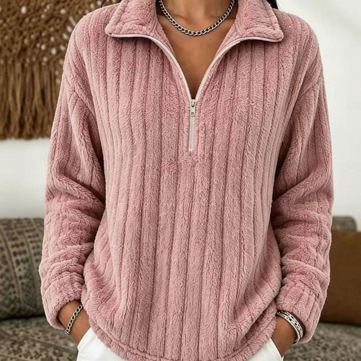 Anna | Women's Plush Ribbed Fleece Quarter-Zip Pullover