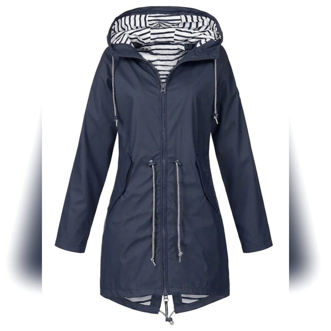 Ladies Long Raincoat with Hood – Water-Repellent Jacket, Loose Fit