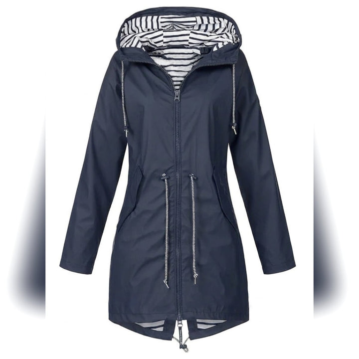Ladies Long Raincoat with Hood – Water-Repellent Jacket, Loose Fit