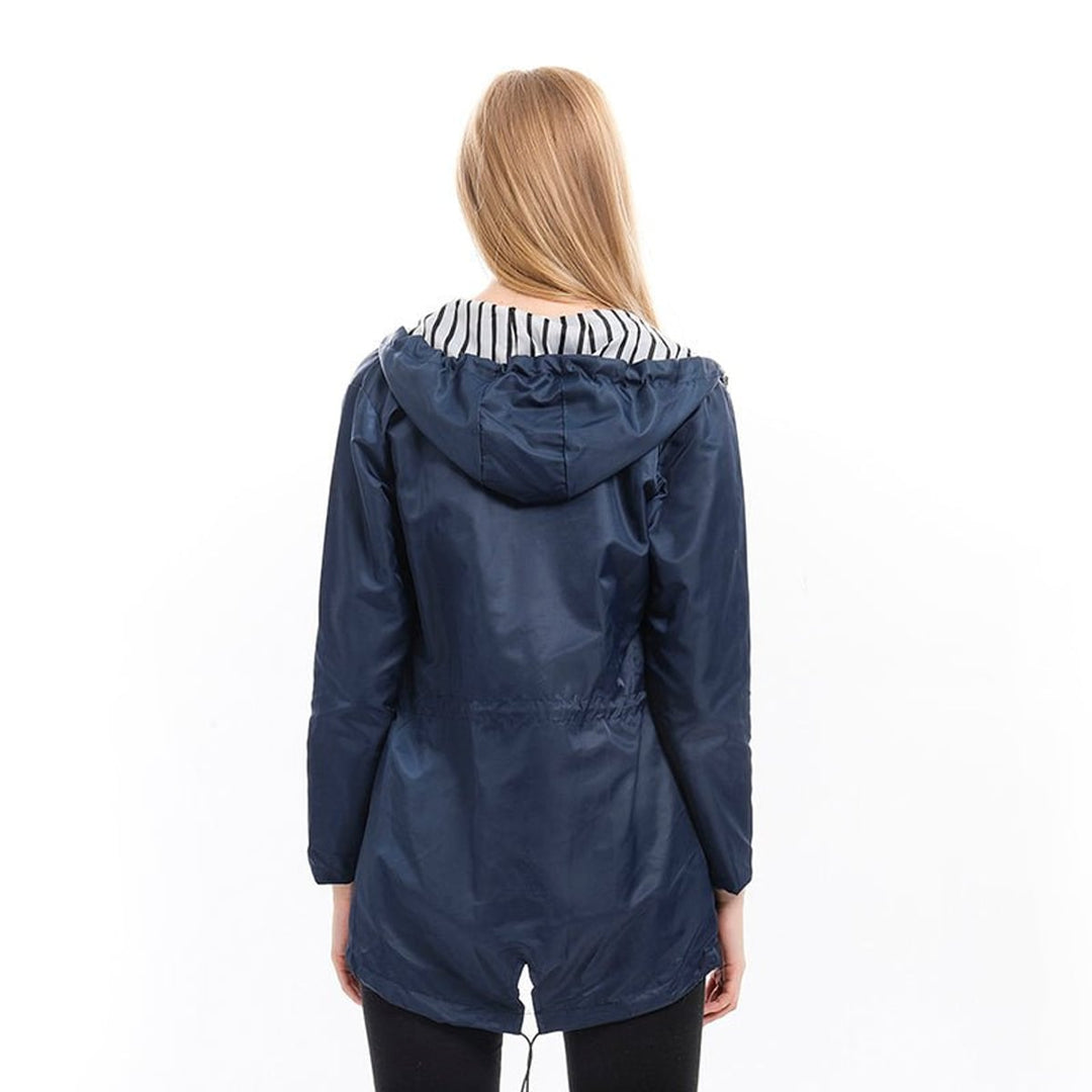 Ladies Long Raincoat with Hood – Water-Repellent Jacket, Loose Fit