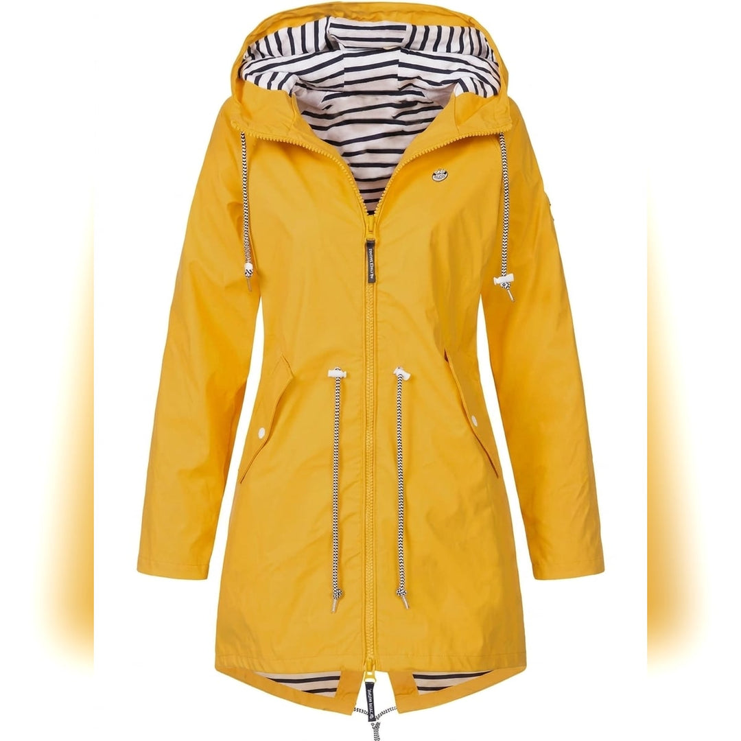 Ladies Long Raincoat with Hood – Water-Repellent Jacket, Loose Fit