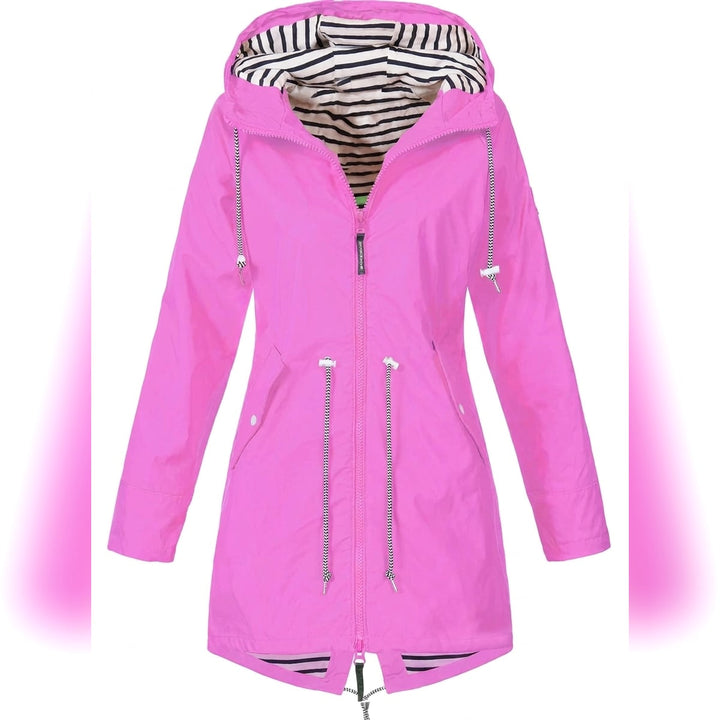 Ladies Long Raincoat with Hood – Water-Repellent Jacket, Loose Fit