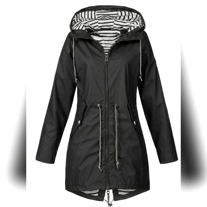 Ladies Long Raincoat with Hood – Water-Repellent Jacket, Loose Fit