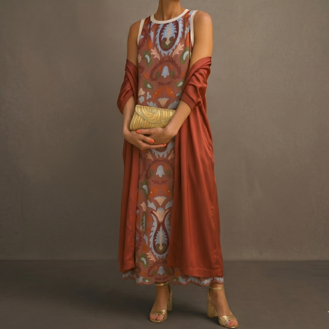 Daniela™  |  Printed Long Dress Waistcoat