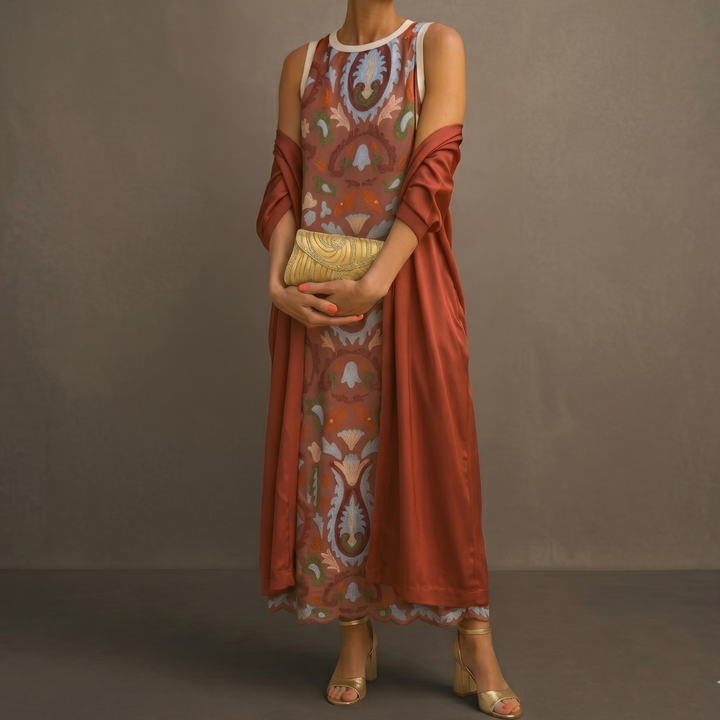 Daniela™  |  Printed Long Dress Waistcoat