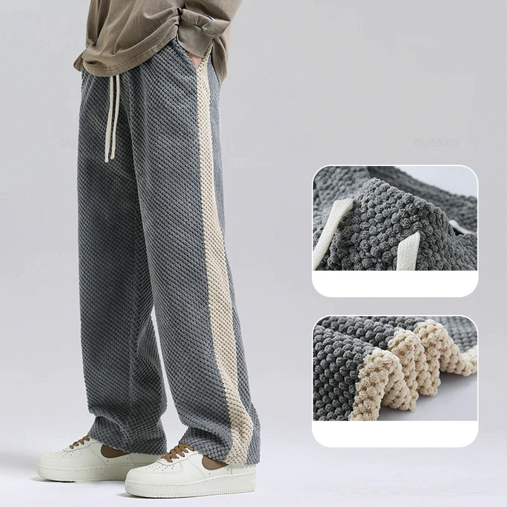 Men's Waffle Knit Joggers with Side Stripe Drawstring