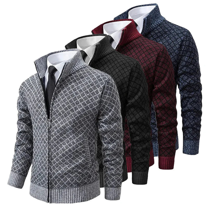 Patrick - Refined Jacquard Zipped Cardigan