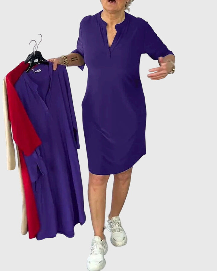 Katherine™  |  Solid V-neck Dress