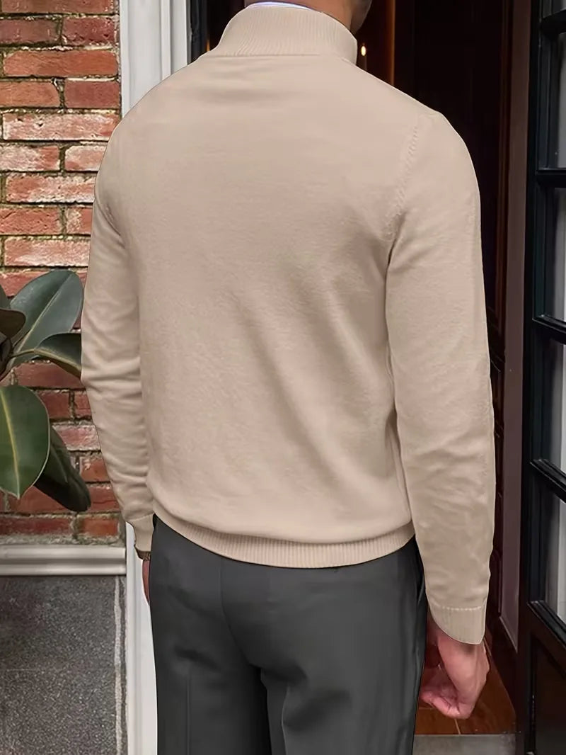 Thomas - Elegant Zip Mock Neck Sweater